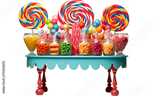 Vibrant Lollipop Display at the Carnival Candy Stand Isolated on Transparent Background PNG.