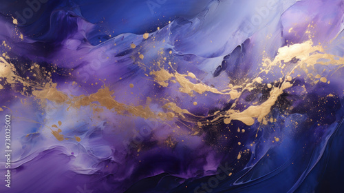 Abstract purpleblue background with golden decoration as wallpaper illustration photo