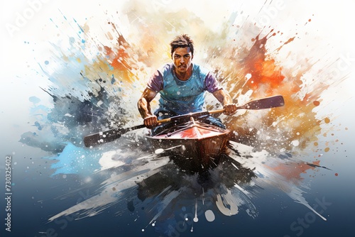 Fototapeta Naklejka Na Ścianę i Meble -  Professional canoeist. Olympic Games in Paris 2024.