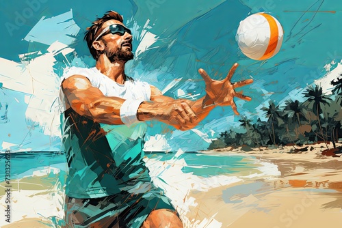 Beach volleyball player. Olympic Games in Paris 2024.