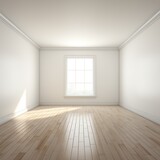 empty white room with window and wooden floor