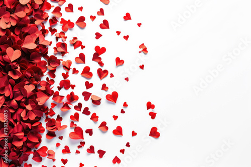 Valentine s day background with red heart shapes on white. Love and romance.