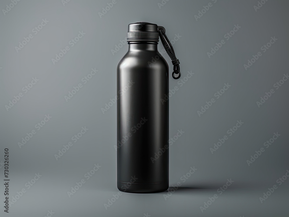 Stainless Steel Water Bottle With Black Cap Stainless Steel Water Bottle With Black Cap