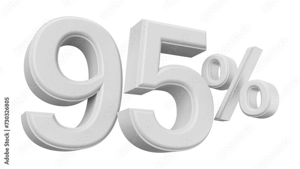 95 percent off white silver number 3d render 95 percent off white silver number 3d render