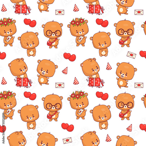 Seamless pattern with cute bear