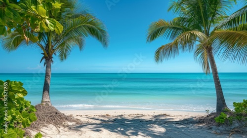 Palms sway in the breeze as turquoise waters invite beachgoers to unwind