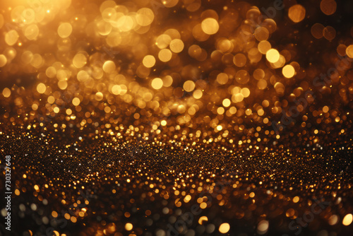 Golden sparkling glitter background with defocused effect. Texture and backgrounds.