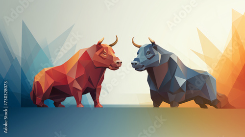 Bull and Bear Stock Market Scale Symbol