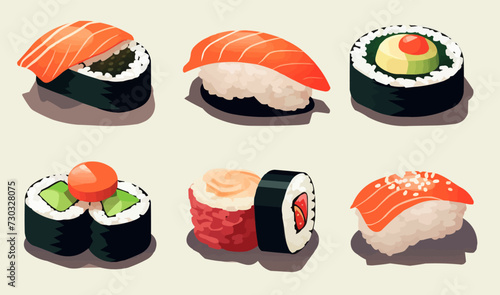 sushi vector flat minimalistic asset isolated vector style illustration