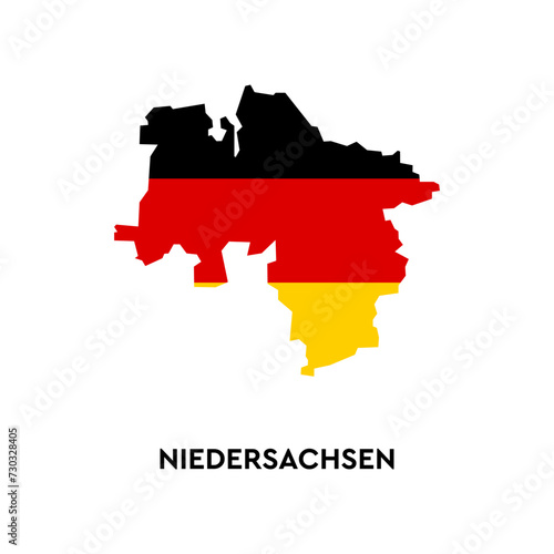 Niedersachsen outline. Germany city. Silhouette map.
