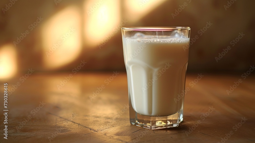 A pristine glass of milk, radiating purity and simplicity A pristine glass of milk, radiating purity and simplicity