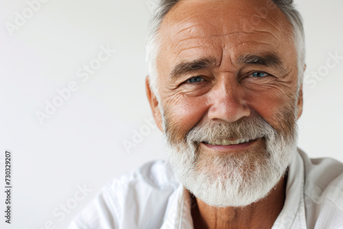 Smiling senior man in casual attire representing active aging. Portraiture and lifestyle.