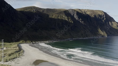 Drone flight on the coast of western Norway with surfers