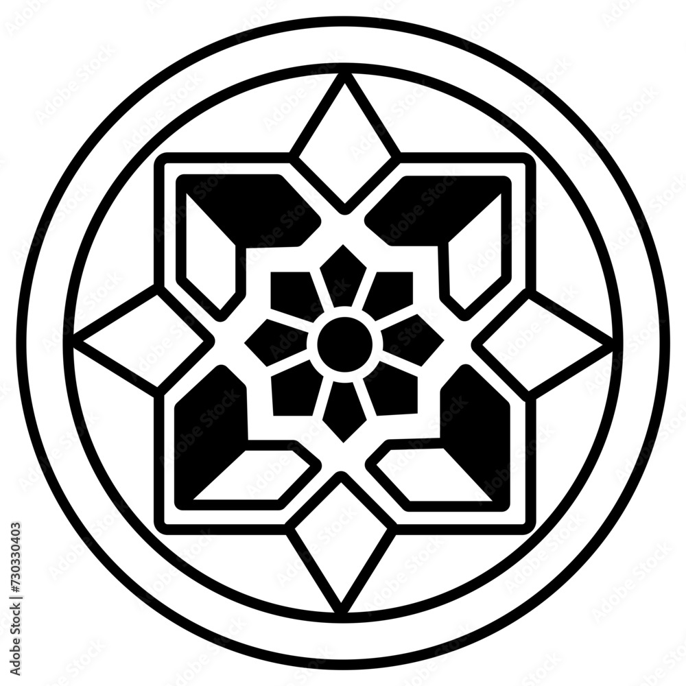 Fototapeta premium Mandala glyph and line vector illustration