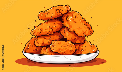 pile of fried chicken vector flat minimalistic isolated illustration