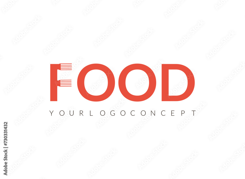 Fototapeta premium Initial Letter Food Logo, food logo with creative F spoon or fork vector illustration.