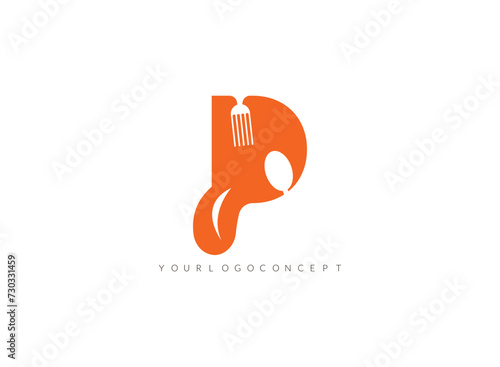 Creative restaurant logo with spoon and fork icon, 