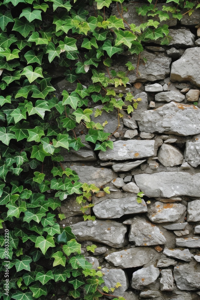 Verdant ivy vines creeping up a stone wall, adding character and charm Verdant ivy vines creeping up a stone wall, adding character and charm