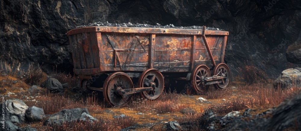 Fototapeta premium Aged wagon for coal mining.