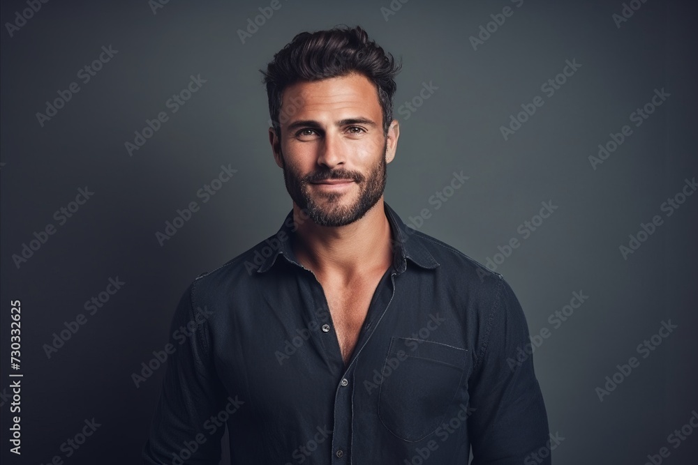 Portrait of a handsome young man in shirt. Men's beauty, fashion.