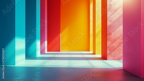 A minimalistic backdrop bursts with bright, elegant colors