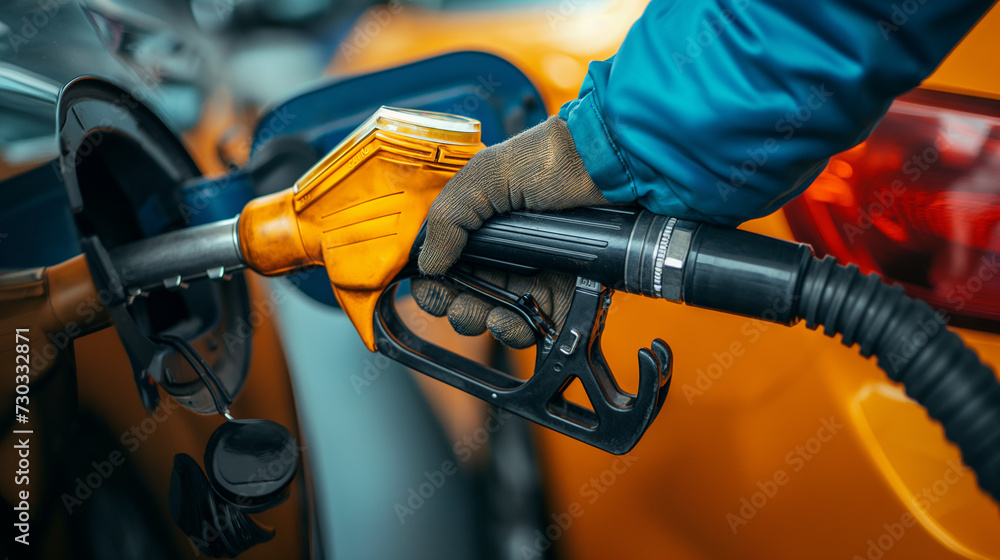 Person Filling a Car With Gas at a Gas Station Person Filling a Car With Gas at a Gas Station