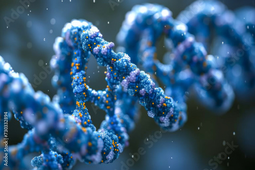 3D illustration of a DNA molecule. It is the genetic material of the gene.