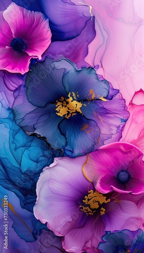 amazing floral art background . Natural luxury abstract fluid art painting in alcohol ink technique