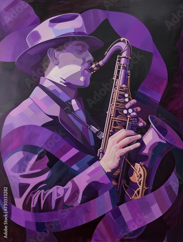 A musician immersed in playing the saxophone