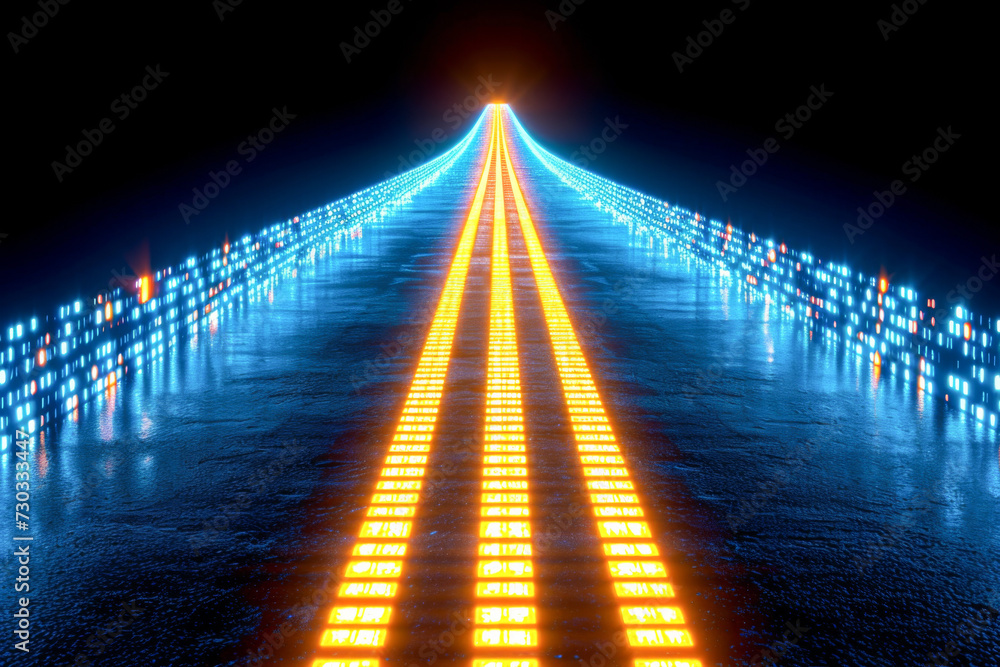 3d rendering of a road in the night illuminated by led lights 3d rendering of a road in the night illuminated by led lights