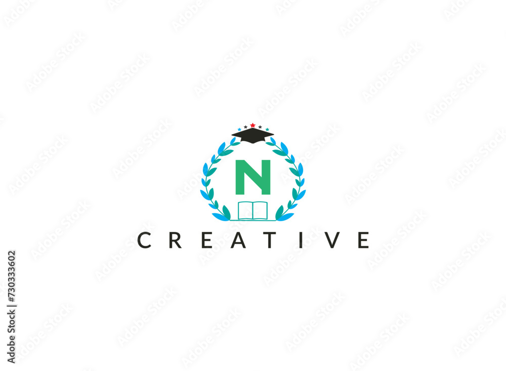 Floral ecology organic leaves circle minimal latter N logo design template for education vector illustration. Floral ecology organic leaves circle minimal latter N logo design template for education vector illustration.