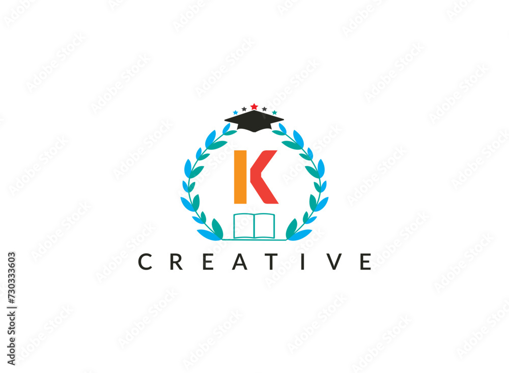 Floral ecology organic leaves circle minimal latter K logo design template for education vector illustration. Floral ecology organic leaves circle minimal latter K logo design template for education vector illustration.