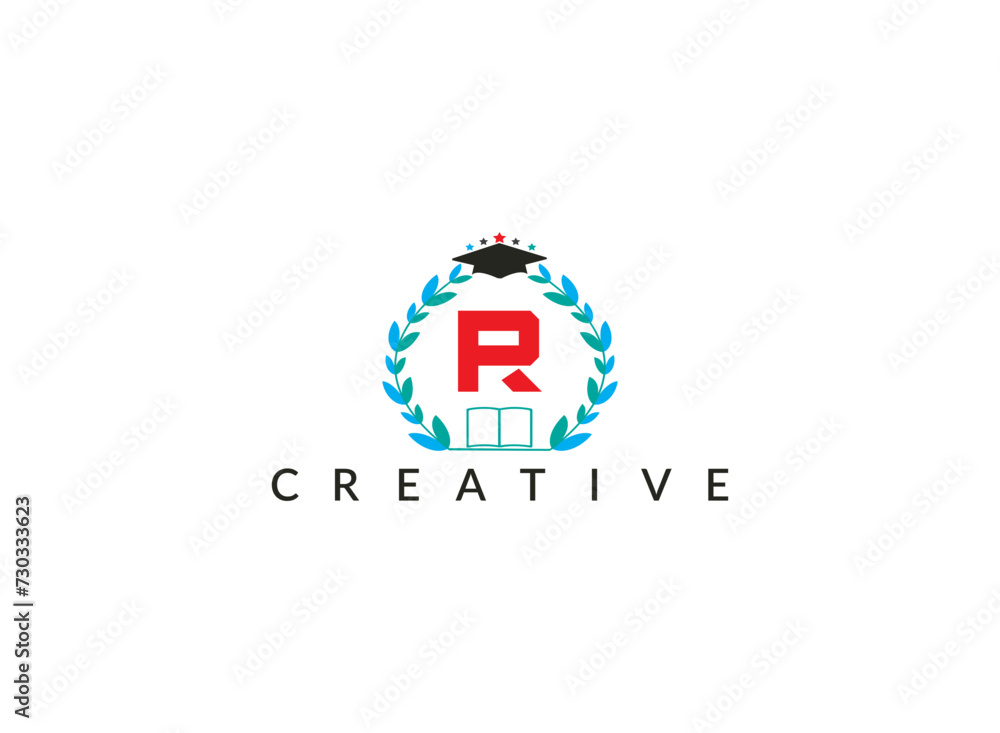 Floral ecology organic leaves circle minimal latter R logo design template for education vector illustration. Floral ecology organic leaves circle minimal latter R logo design template for education vector illustration.