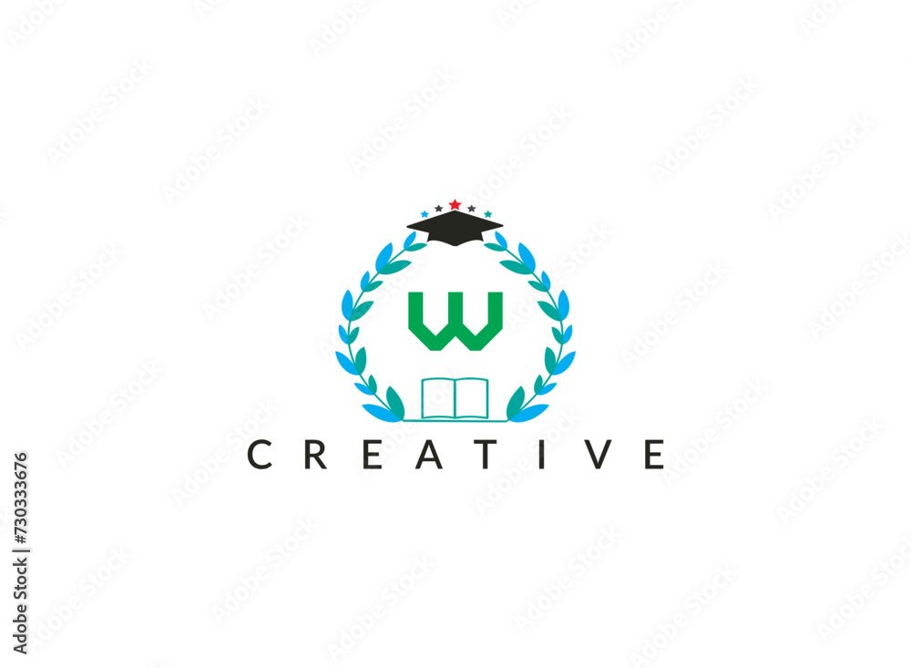 Floral ecology organic leaves circle minimal latter W logo design template for education vector illustration. Floral ecology organic leaves circle minimal latter W logo design template for education vector illustration.