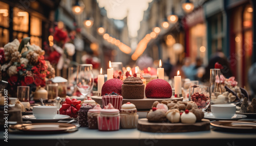 Cozy winter celebration  gourmet dessert, candlelit table, Christmas decorations generated by AI © Gstudio