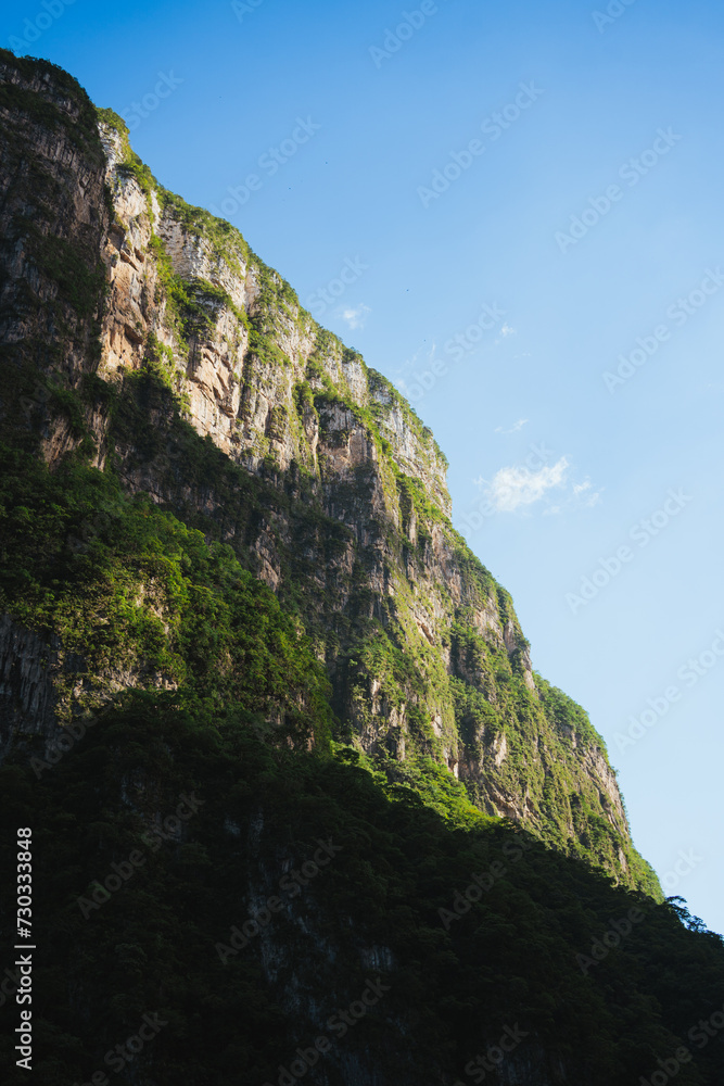 Mountain hitted by sunlight in Sumidero Canyon in Chiapas, Mexico