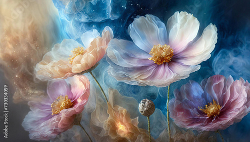 Abstrakcyjne kolorowe kwiaty kosmos photo