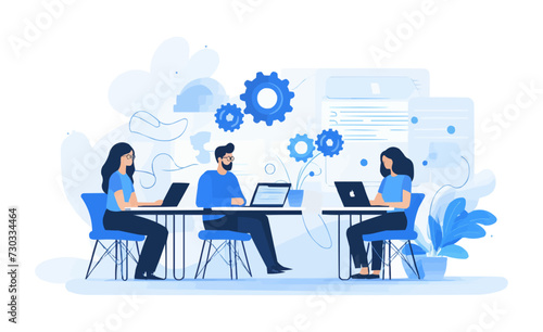team collaboration vector flat minimalistic isolated illustration