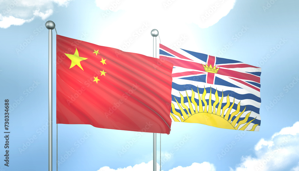 China and British Columbia Flag Together A Concept of Realations China and British Columbia Flag Together A Concept of Realations