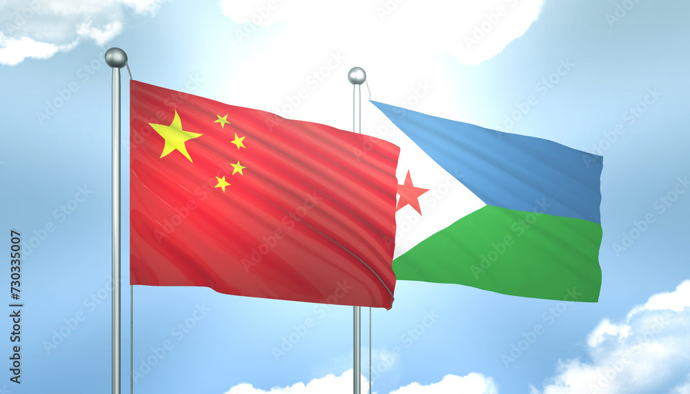 China and Djibouti Flag Together A Concept of Realations China and Djibouti Flag Together A Concept of Realations