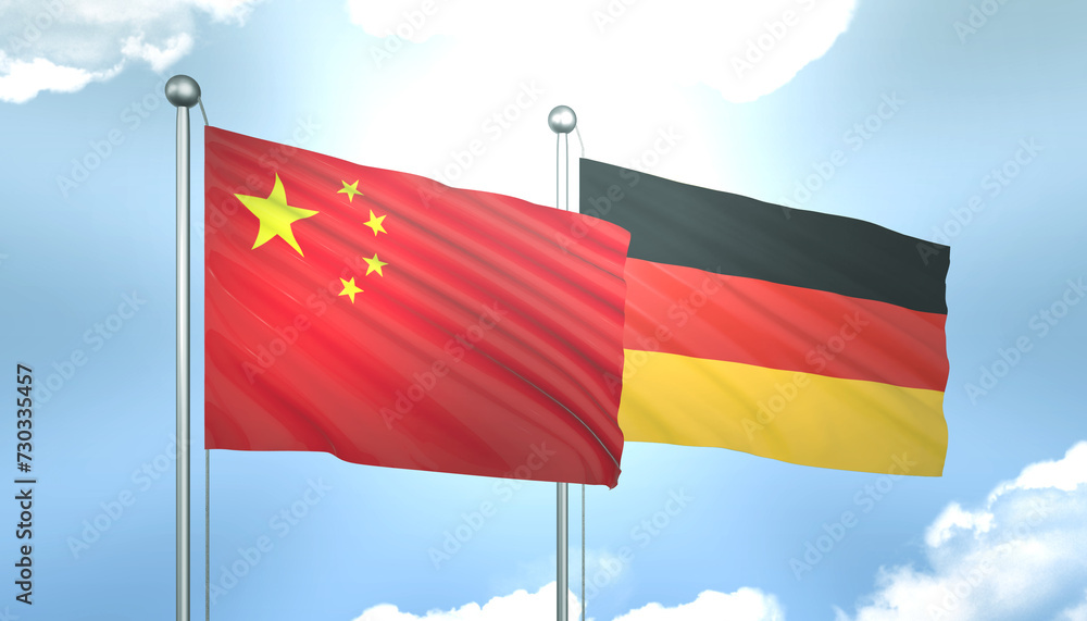 Fototapeta premium China and Germany Flag Together A Concept of Realations