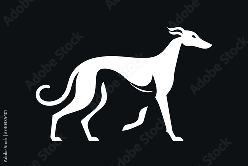 Greyhound dog. Simple vector illustration. White on black. modern icon  logo  emblem