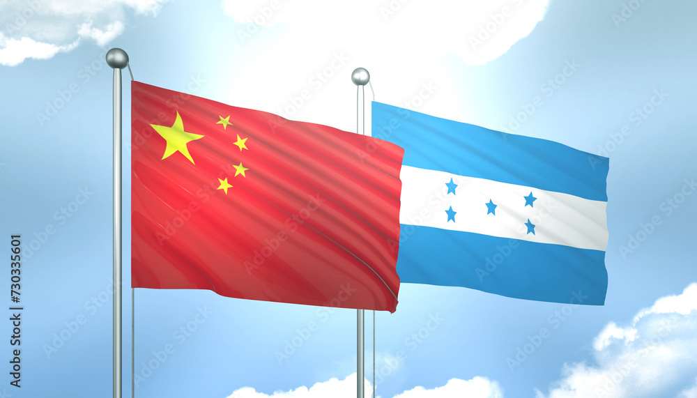 China and Honduras Flag Together A Concept of Realations China and Honduras Flag Together A Concept of Realations