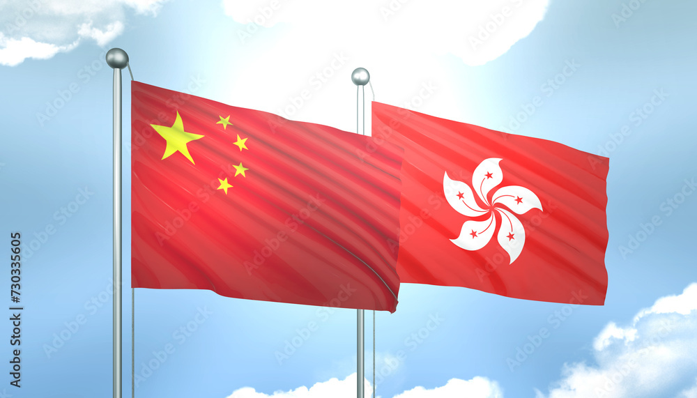 China and Hong Kong Flag Together A Concept of Realations China and Hong Kong Flag Together A Concept of Realations