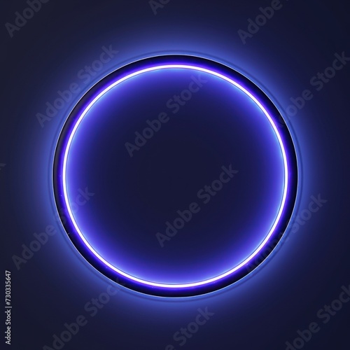 Navy Blue round neon shining circle isolated on a white background