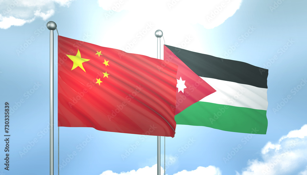 China and Jordan Flag Together A Concept of Realations China and Jordan Flag Together A Concept of Realations