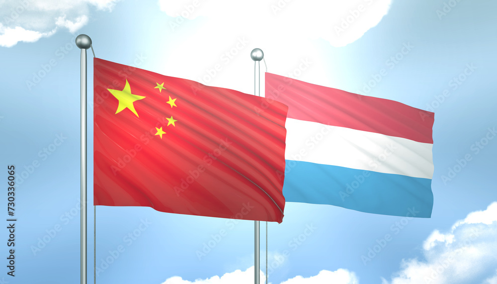 China and Luxembourg Flag Together A Concept of Realations China and Luxembourg Flag Together A Concept of Realations