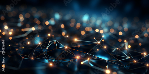 Abstract technology background with connecting dots and lines. 3D Rendering Modern abstract digital 3D background Ideal for network abilities technology science education. photo