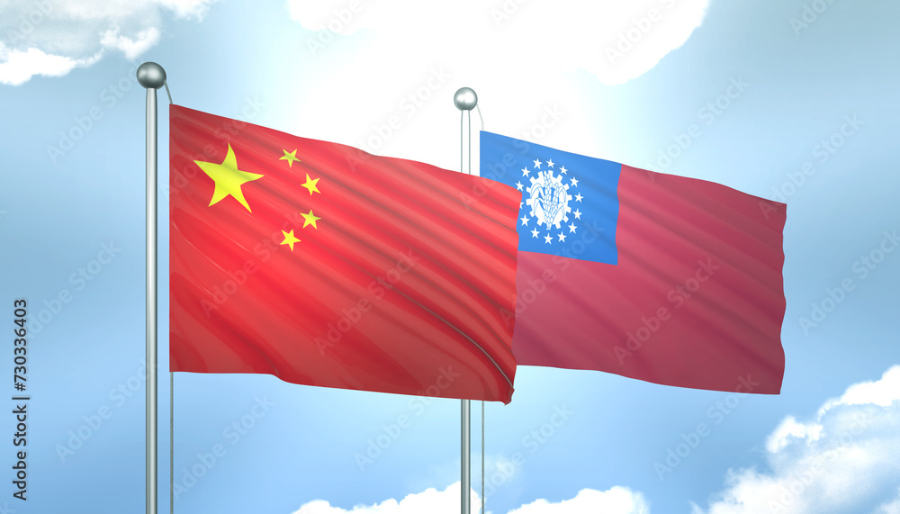 China and Myanmar Flag Together A Concept of Realations China and Myanmar Flag Together A Concept of Realations