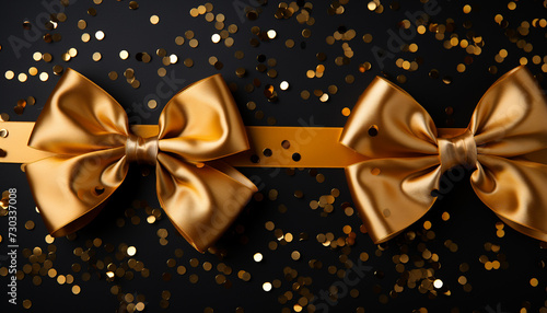 Shiny gold celebration, decoration, gift, glowing confetti, love event generated by AI